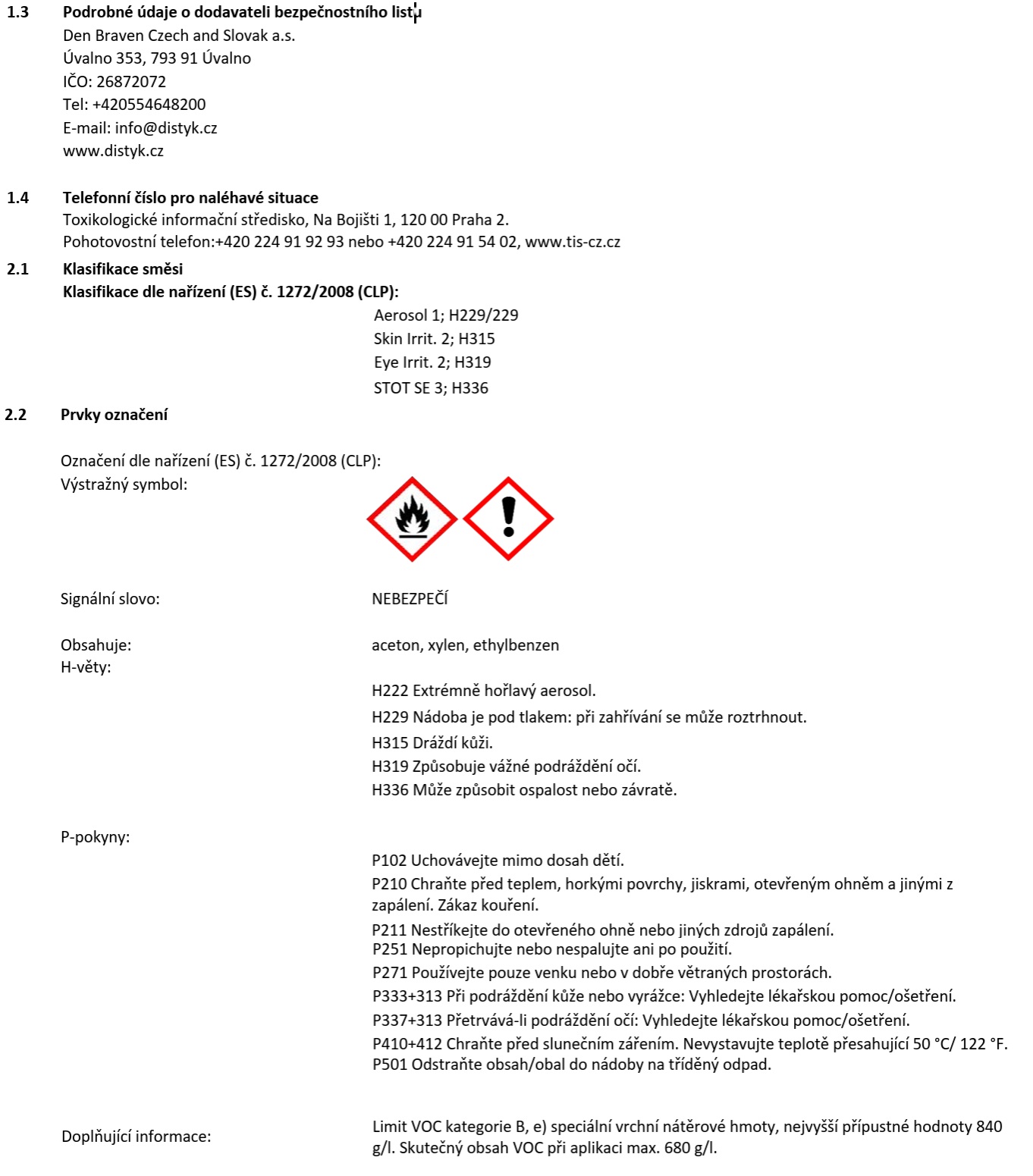 MULTI COLOR SPRAY 400 ml nebeská modrá RAL 5015 – bezpečnostní pokyny
